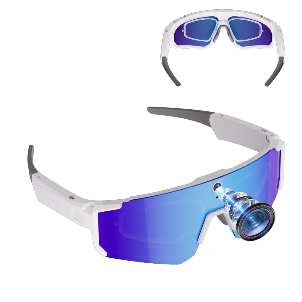 Smart Glasses with Video for Sport,8MP Camera,Hands Free Video Recording,4GB Memory Build-in ,Build-in Myopia Inner Frame,Bluetooth Call ,Music Playback ,AI Translation, 260Mah Battery, IP64 Waterproof