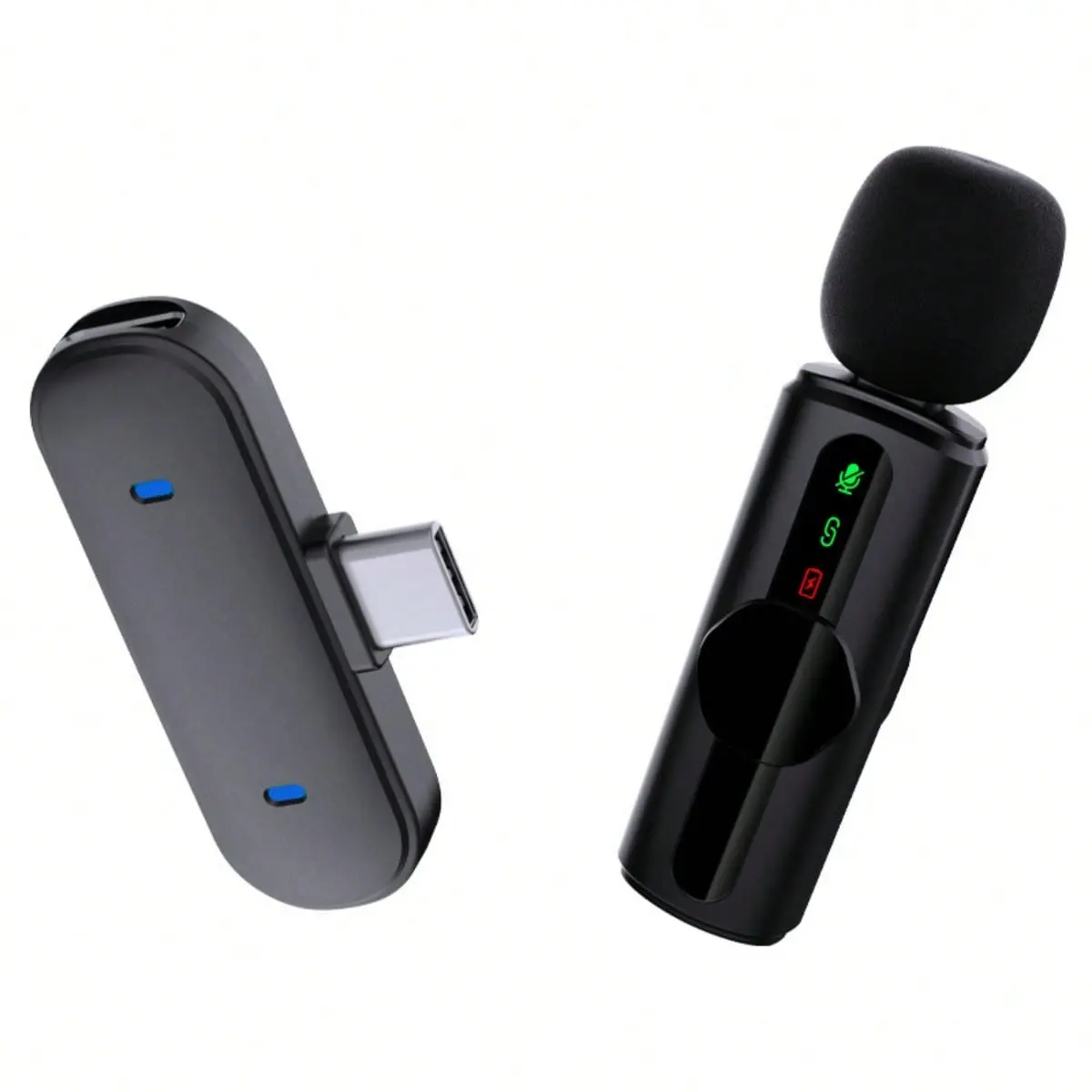 Wireless Lavalier Bluetooth Microphone - Adjustable, Rechargeable, Noise Cancellation, High-Quality Audio for Recording, Karaoke, Button
