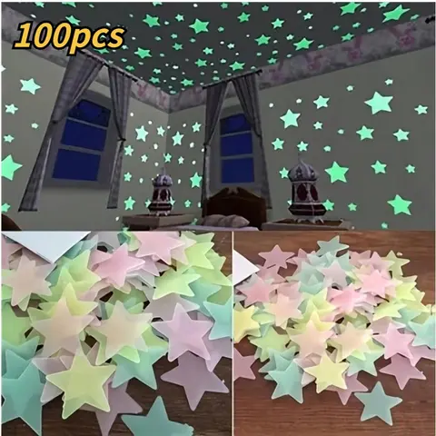 Luminous Star Sticker, Glow in The Dark Star Sticker, Decorative Sticker for Home Bedroom Living Room Ceiling, Ornaments, Wall Decal, Glow In The Dark Stickers, Wall Art Stickers, Decoration Items