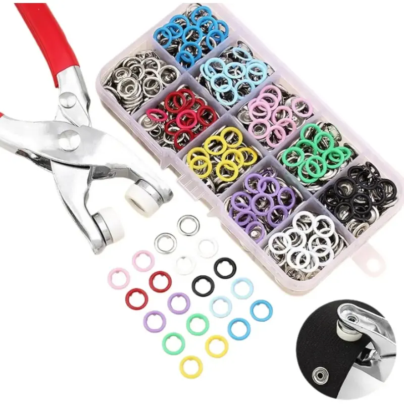 Including 100pcs Invisible Colored Metal Buckle & 1 Count Manual Pressure Pliers,Household Sewing Accessories for DIY Handicraft Clothing & Hat,Buttons & Pliers Tool Kit,Seamless Stitching Sewing Kit Tools,Sewing Supplies Crafts, Sewing Equipment