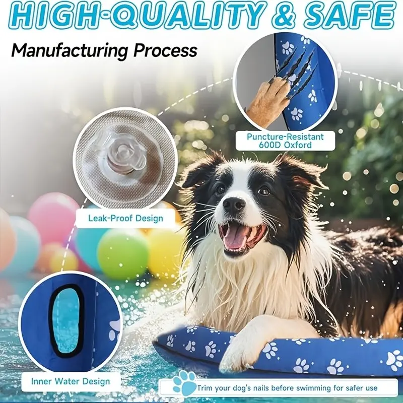 Tear-Resistant 600D Oxford Dog Pool Float, Leak-Proof Pet Water Float, Summer Beach Play Toy, Summer Fun, Inflatable Mat for Dogs