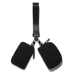 Minimalist Mini Zip Around Keychain Wristlet Wallets Small Portable Dual Pounch Wristlet Detachable Coin Purse Pocket Gifts for Women Men Travel Sports Outdoor