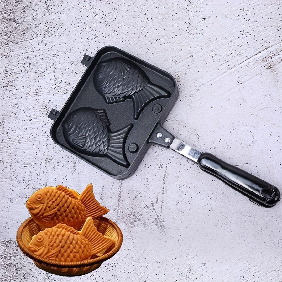 Double-Sided Aluminum Waffle and Taiyaki Japanese Fish-Shaped Grilled Pan Mold - Non-Stick, Uncoated Surface for Even Cooking, Ideal for Breakfast and Snack Making