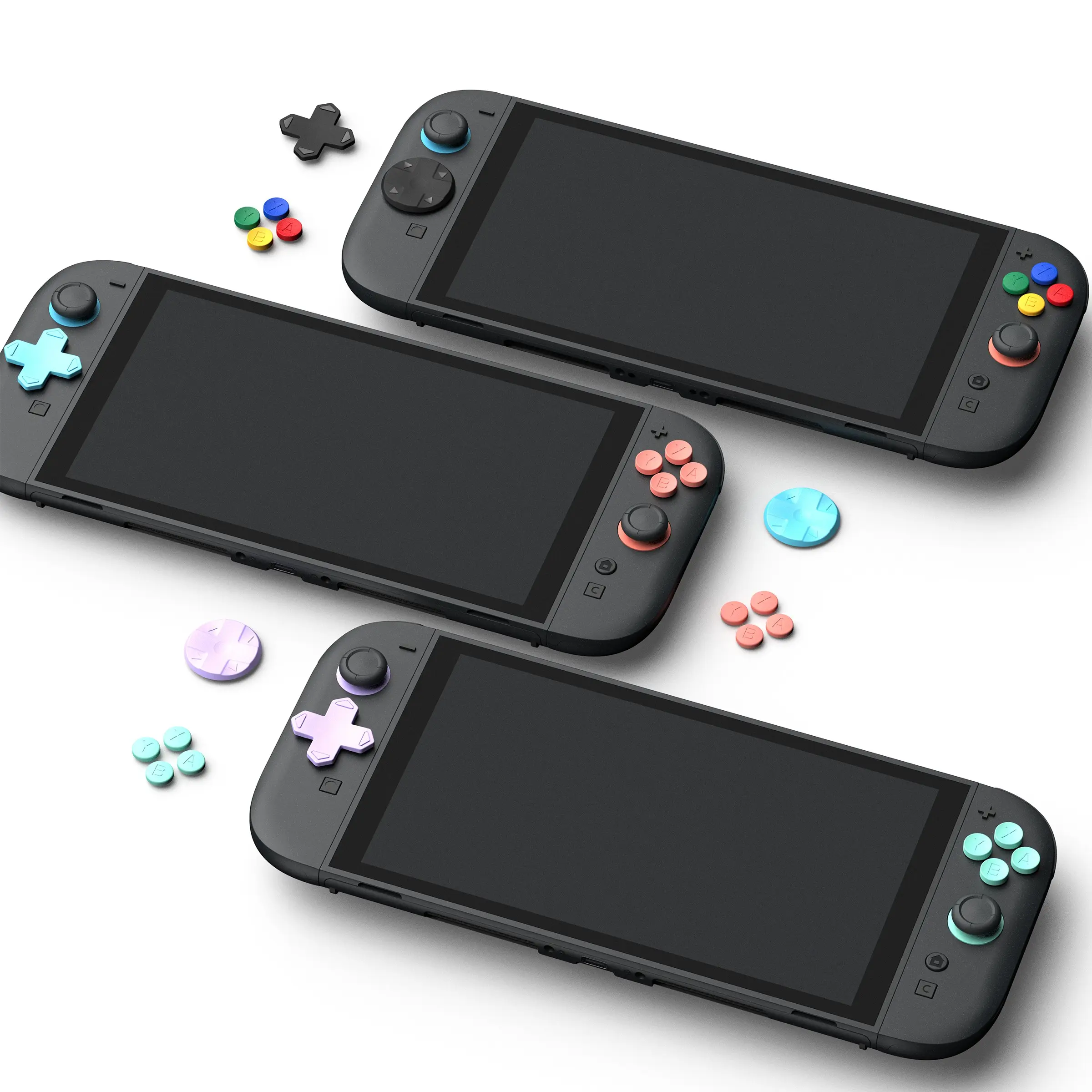 VEKKPIX 10-Piece Button Cap Set Compatible Only with Switch 2 Joy-Con Controllers, Round and Cross D-Pad Covers, Concave and Convex ABXY Caps