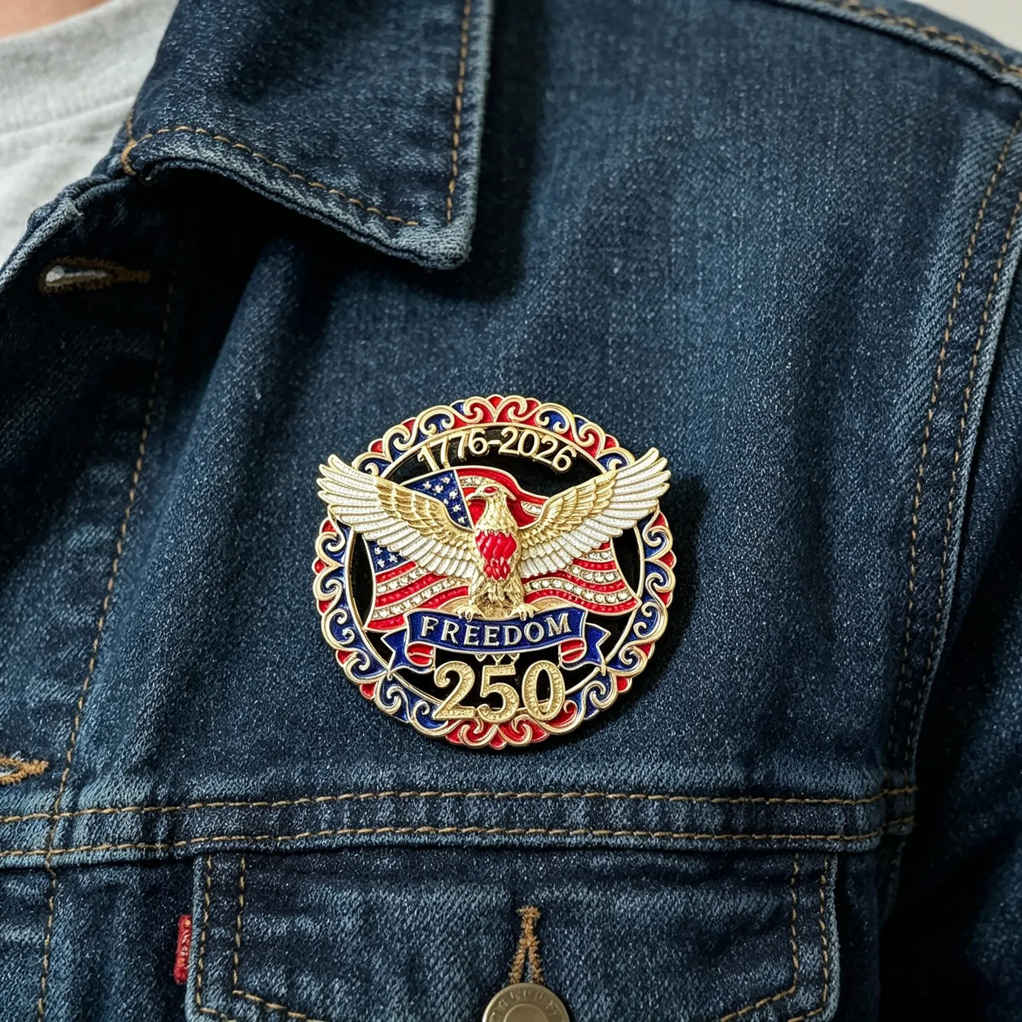 New Eagle Brooch Pins Celebrating 250 Years of American Independence, Patriotic Lapel Pin with Us Flag, Perfect Gift for Independence Day