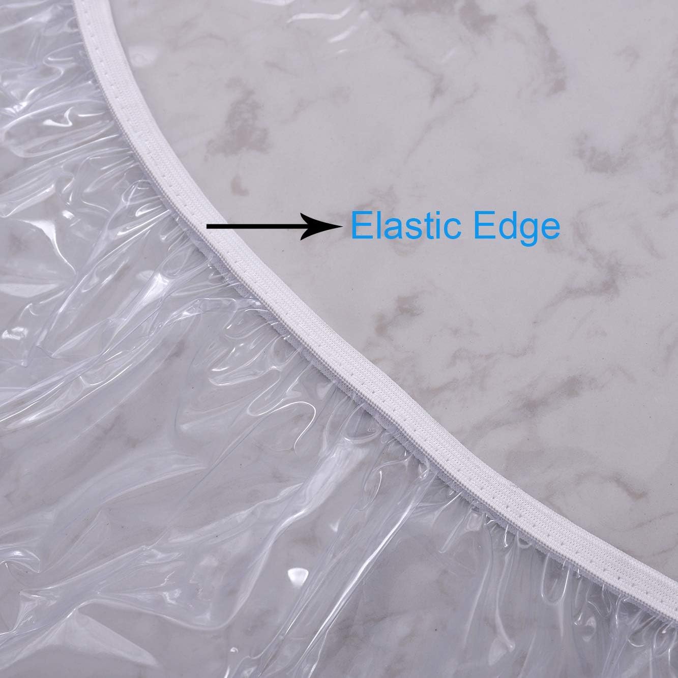 Clear Round Vinyl Fitted Tablecloth  Oilcloth Heavy Duty Elasticized Table Cover Elastic Edge Design Plastic Tablecloth Protector for Round Table