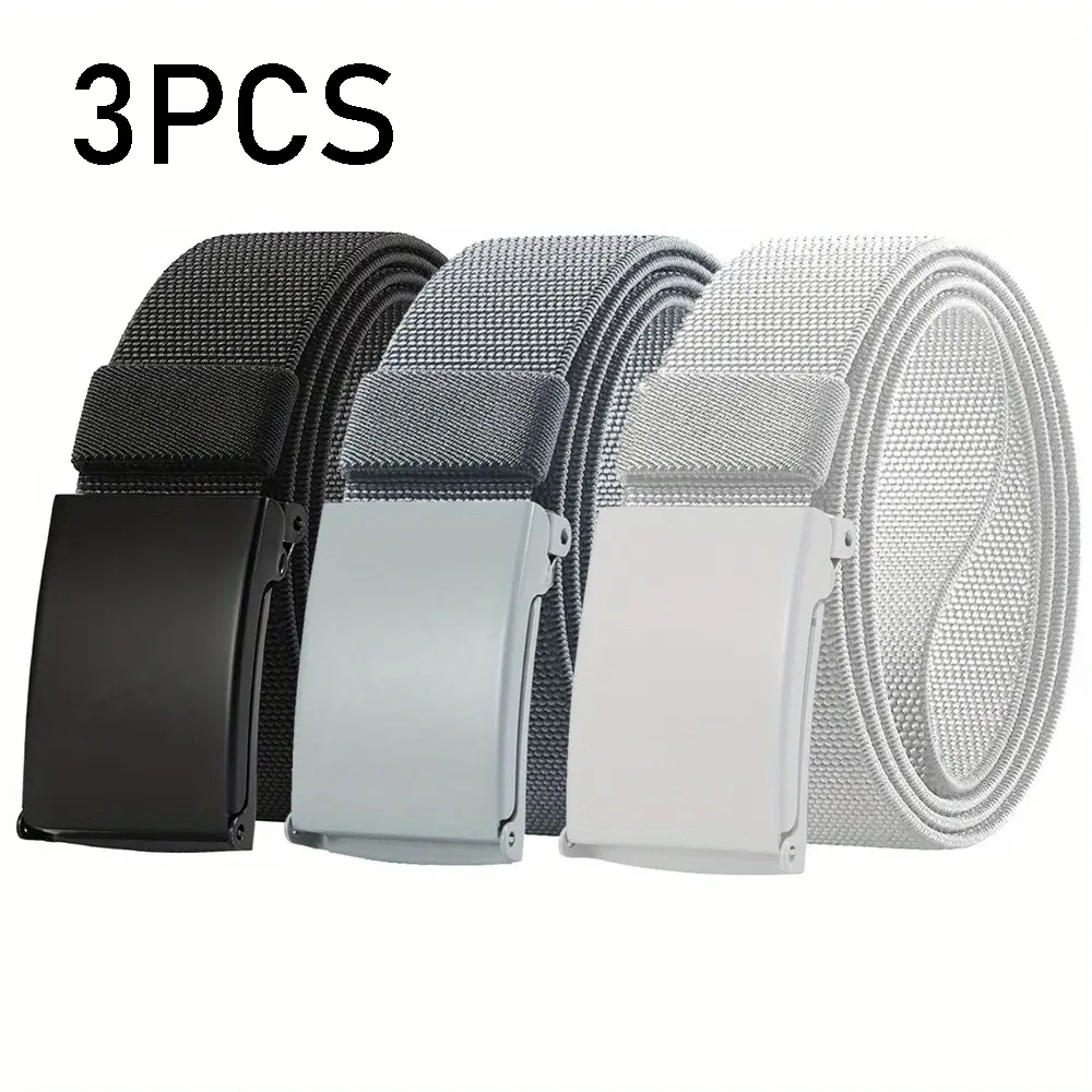 3pcs Men's Elastic Nylon Belt with Bottle Opener - Lightweight, Durable and Multi-Functional Sports and Casual Belt for Outdoor Activities - Perfect for Golfers and Urban Adventurers