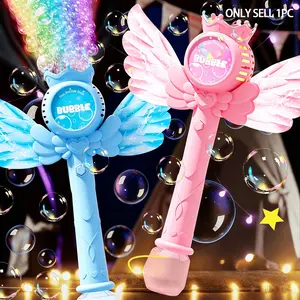 Charging Bubble Machine with 10 Packs of Concentrated Liquid, Fairy Magic Bubble Spinner Wand Bubble Maker, Kids' Handheld Toy Gift, Princess Girl Playset