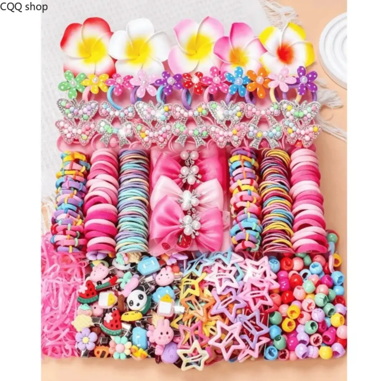 [Back To Shcool]546 Pcs Girls' Hair Accessories Set, Colorful Cartoon Hair Clips, Flower Barrettes & Elastic Hair Ties for Daily Wear, School & Birthday Gifts