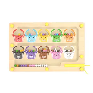 Wooden Magnetic Counting Game, Color Classification Magnet Pen Puzzle, Educational Toy for Boys and Girls, Christmas Gift