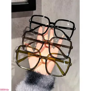 2026Unisex Oversized Square Anti-Blue Light PC Eyewear - 3/4 PCS Fashionable Frames for Daily Wear & Photo Shoots, Blue Lights Glasses, 4-Lens Non-Prescription Glasses