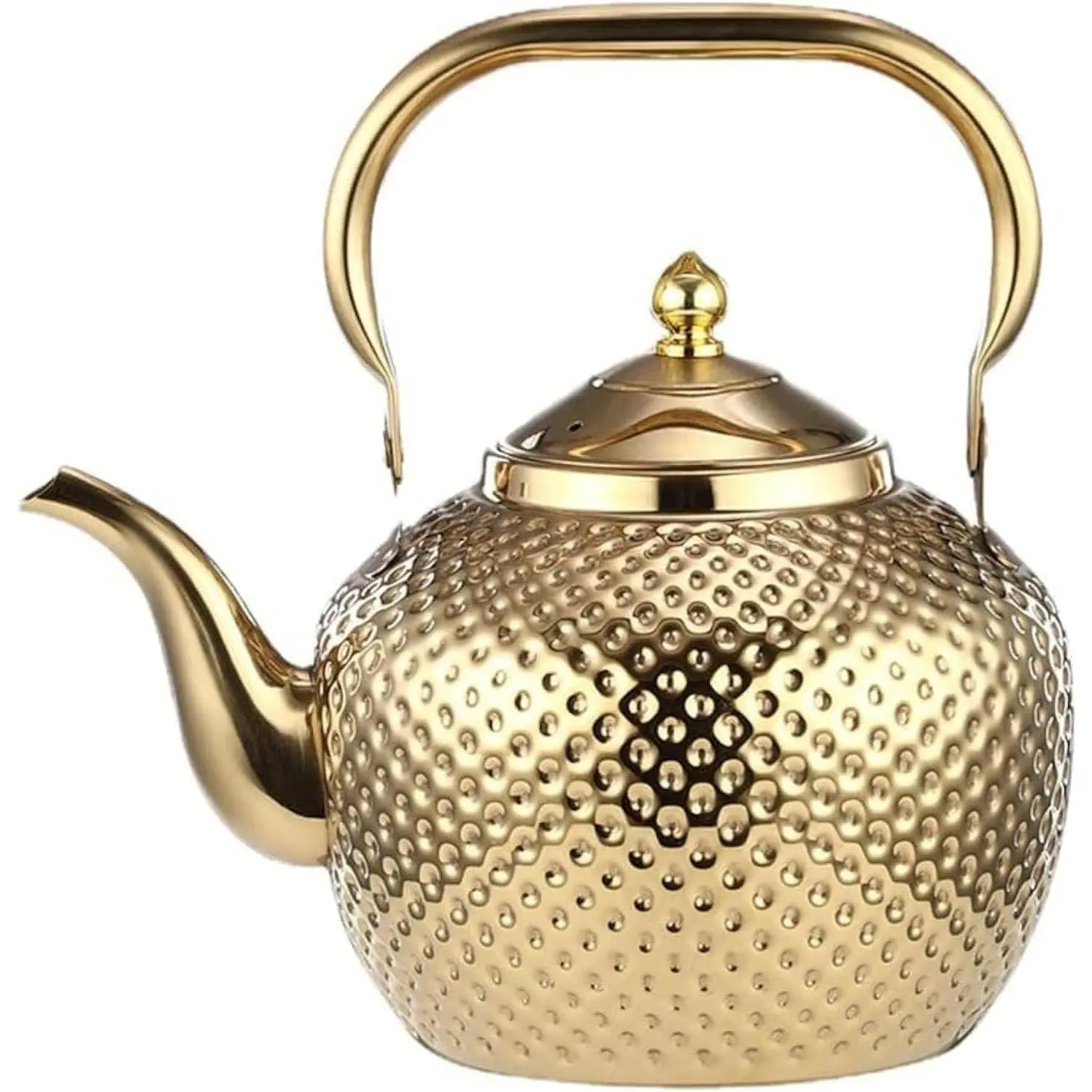 SANQIAHOME 2000ml Teapot with Infuser Stainless Steel Lifting Handle Tea Maker Gold