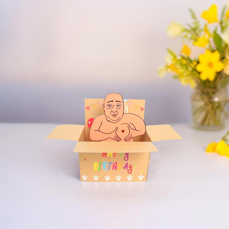 Happy Birthday Pop-Up Card, 3D Character Design Birthday Greeting Card with Heart Balloons & Confetti, Gift Card for Birthdays, Anniversaries, Party Invitations, Fun Party Cards
