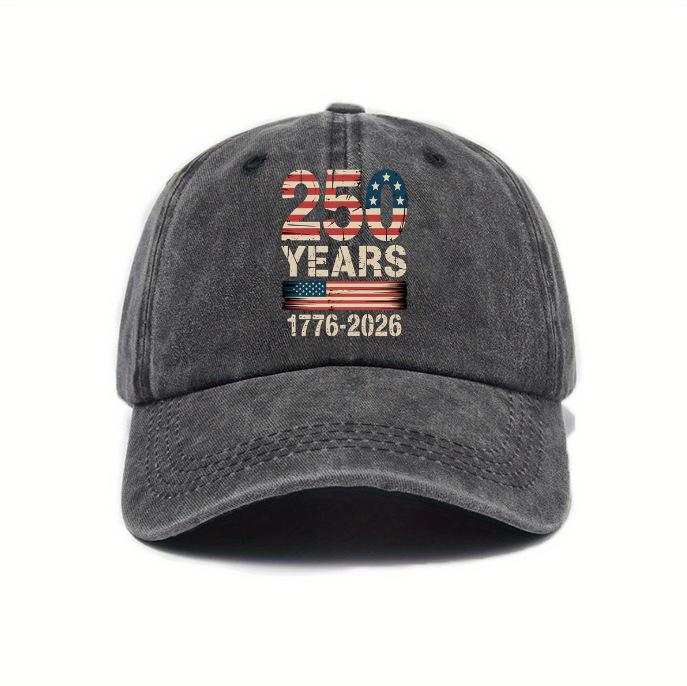 Men's baseball cap with American 250th anniversary print, American retro style, fashionable curved brim hat
