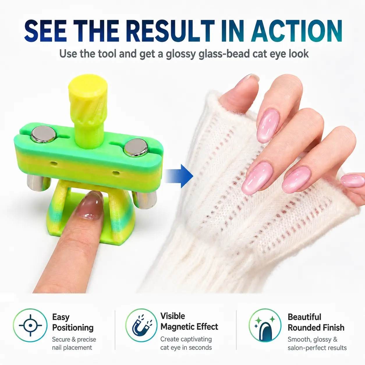 Rotating Nail Magnet Tool Mint Lime Cat Eye Gel Shaping Stand with Taller Base for Easy Nail Art Accessories DIY Manicures Nail Tools 1pc
