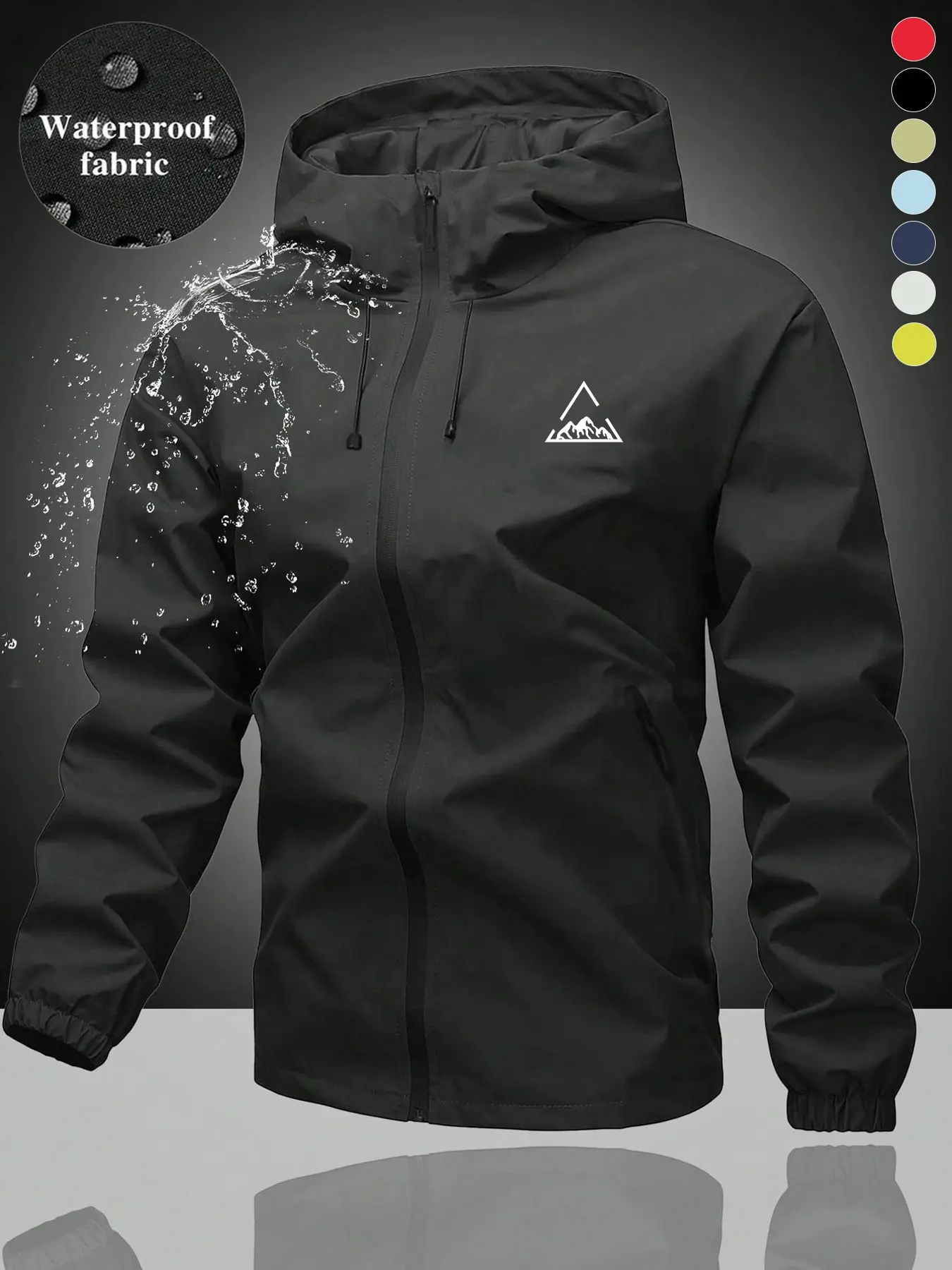 Men’s Mountain Print Hooded Windbreaker, Waterproof Lightweight Athleisure Jacket, Versatile One-Piece Multi-Scene Outerwear, Ideal for Light Outdoor Hiking & Camping, Gym Training, Streetwear Fashion, Daily Commute & City Trek Outfits  myeasylog