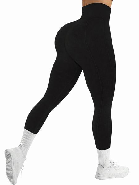 Women's Solid-Color High-Waist Stretchy Sports Leggings, Breathable Comfortable Skinny Pants for Yoga, Gym and Workouts, Ladies' Sportswear for All Seasons