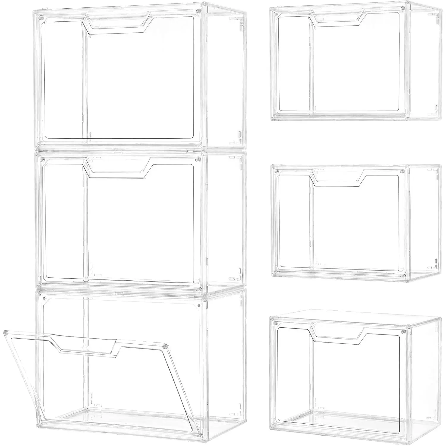 3 Pack Clear Storage Organizers with , Storage Containers with  Door, Stackable  Display Case for , Multifunctional Storage Boxes for Dorm, Living Room, Bedroom Storage