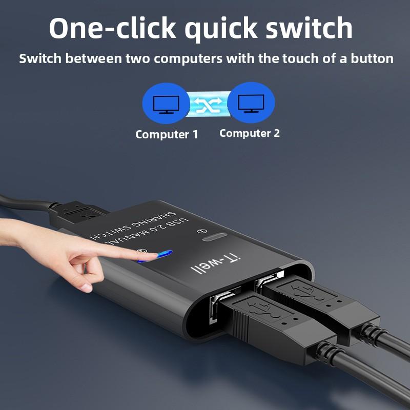 USB Printer Sharing Device 2 Port Multi Interface KVM Switch 1 Splitter 2 in 1 Out