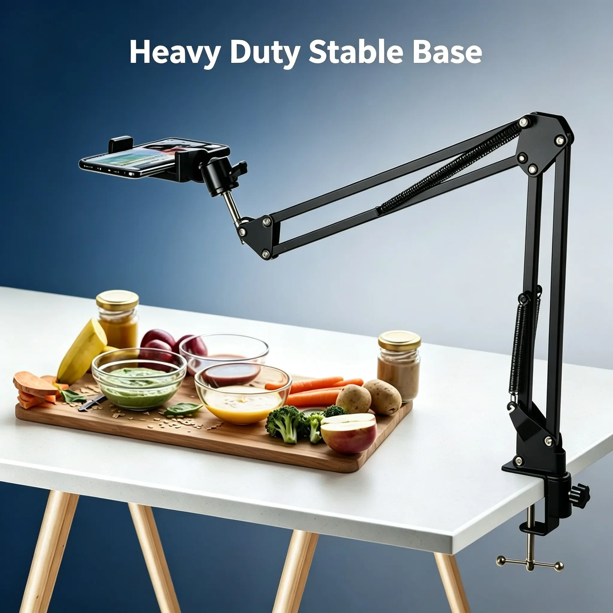 Multi-Angle Rotating Arm Phone Stand, Desk Clip Extendable Long Arm Holder, Ideal for Aerial Shots, Short Video Creation, DIY Content Filming