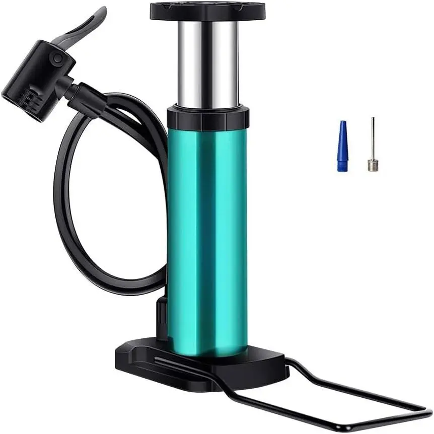 Pump, Mini  Pump Portable  Floor Pump with Presta and Schrader Valves  Alloy Floor  Air Pump Compact Mini  Tire Pump, Extra Valve and Gas  for