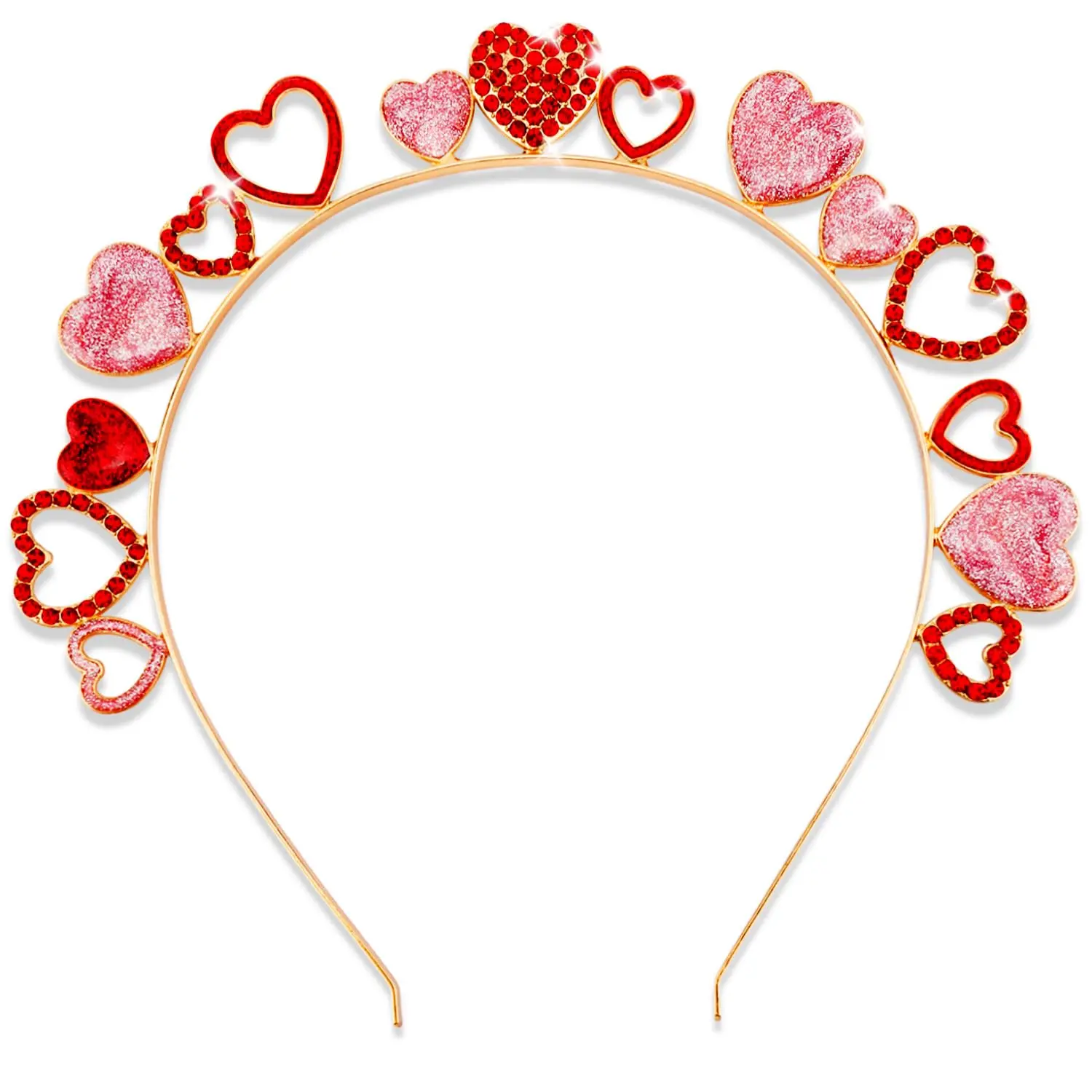 Valentines Day Heart Headband for Women - Glitter Valentine's Day Hair Accessory with Rhinestone Hearts Valentines Headband for Women for Date Night, Party