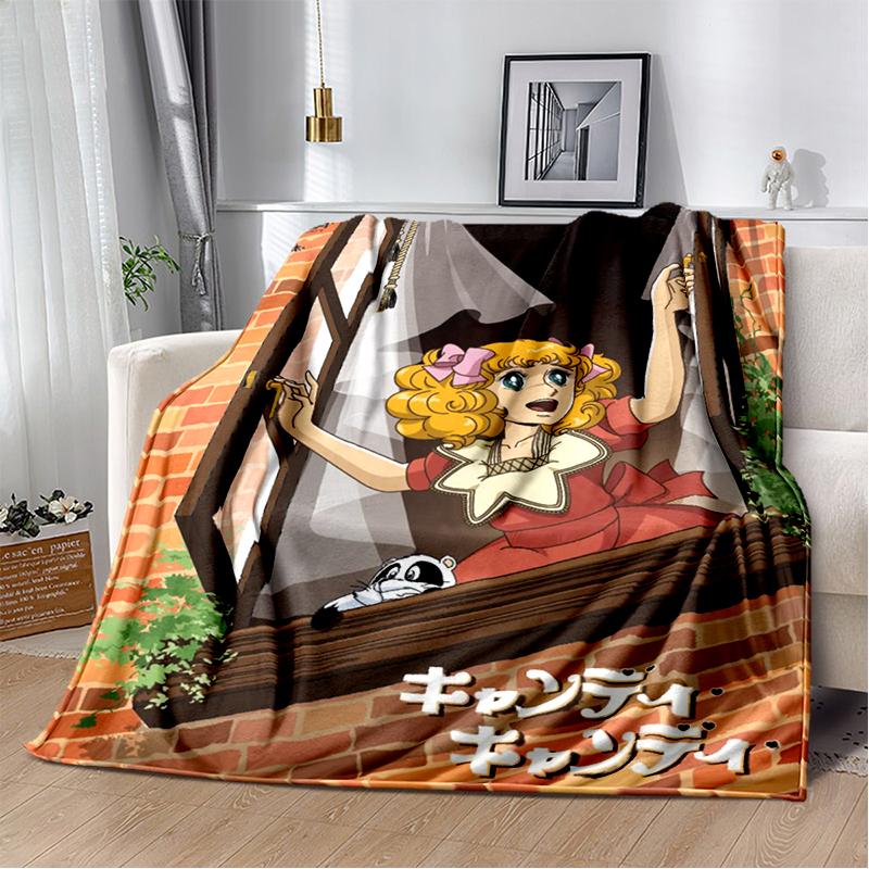 2025 New Style Candy Candy Girl Cartoon Anime Soft Plush Blanket,Flannel Throw Blanket Polyester Blanket for Living Room Bedroom Sofa Kid Gift