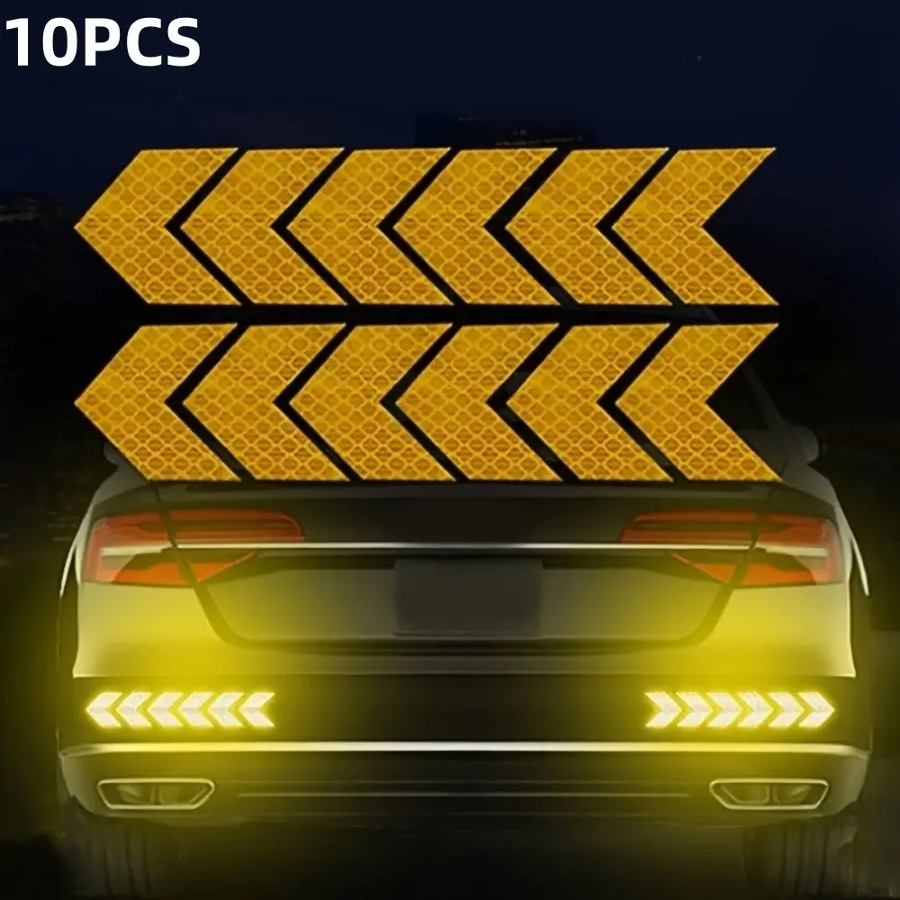10 Waterproof Reflective Arrow Stickers Decals, Ideal for Cars, Rvs, Motorcycles, Bicycles, Night Visibility Design, Enhance Safety