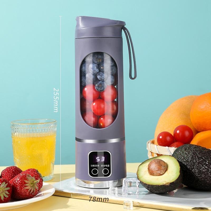 Portable USB Rechargeable Fruit Juicer - LED Display Juice Blender Cup with Ice-Crushing Function - Suitable for Outdoor & On-the-Go Use - Portable Juice Extractor for Fruits - Multifunctional Juicer Machine - Portable Smoothie Blender