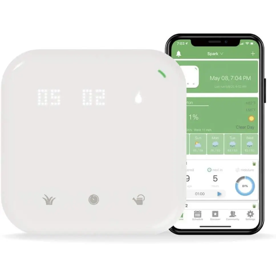 8 Zone  Sprinkler Controller ‌ Buttons 2.4G WiFi App-Based | Weather Service,  Database, Rain Skips, 24V AC, Log, Watering Schedule, Auto Watering With   Sensor,Indoor Use