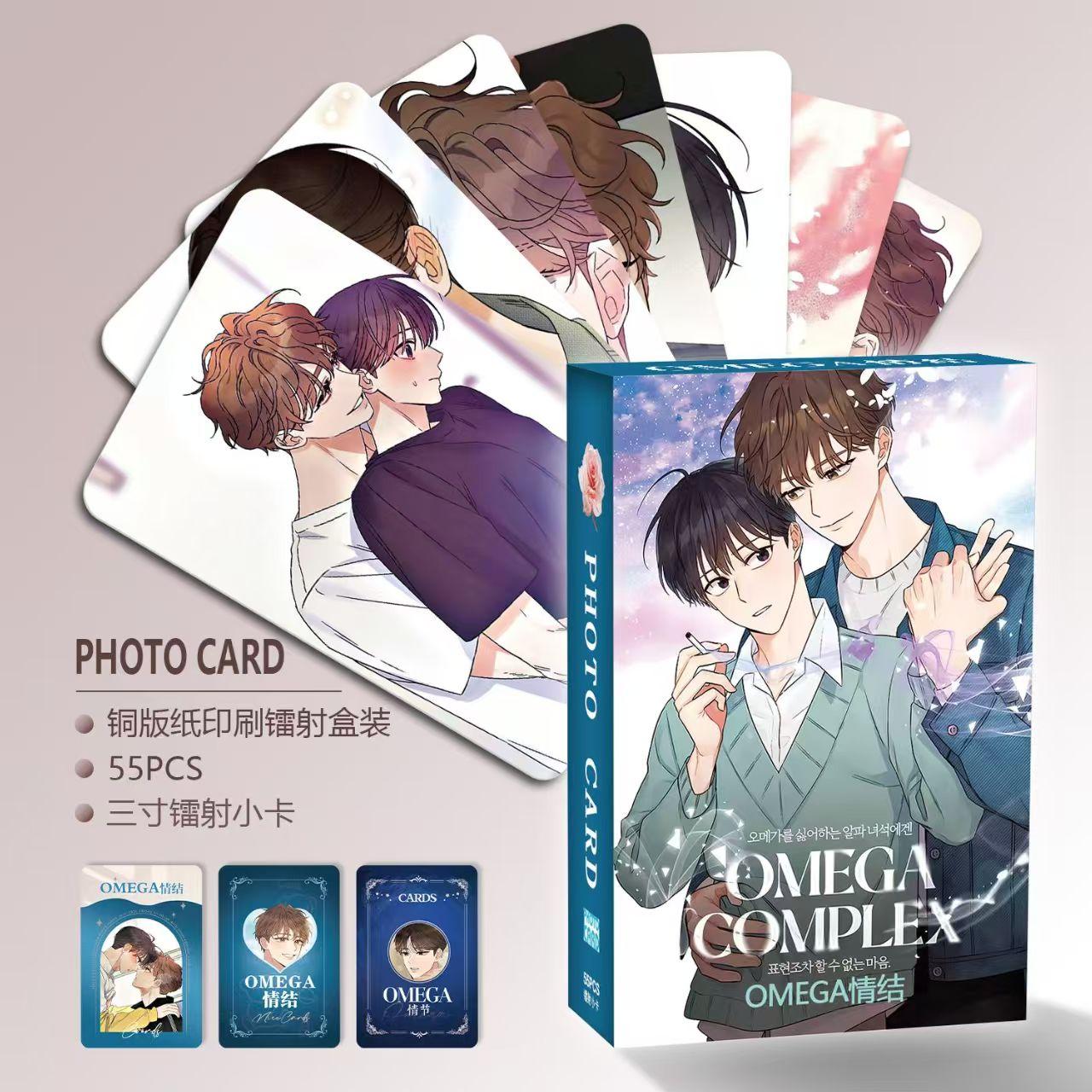55 Pcs/set New Male Male Love Laser Lomo Card Korean Bl Cute Boys Manhwa HD Photocard Postcard for Fans Decoration Cosplay Gift