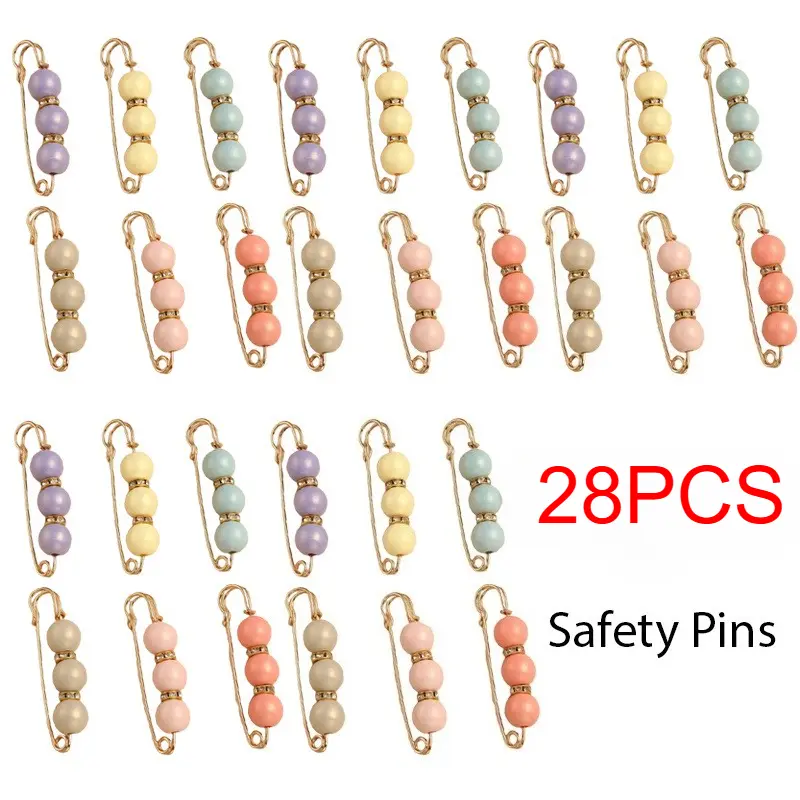 Set of 28 Colorful Safety Pins - Adjustable Waist Cincher, Non-Piercing Clip, Formal Pant Leg Constriction, Anti-Exposure Clasp, Fashion Accessory Pins for Tailoring And Decoration