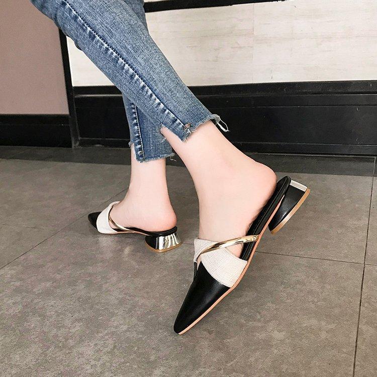 2025 New Women's Closed-Toe Mule Shoes, Fashionable Summer Slip-On Casual Flats, Low Heel Outdoor Slides