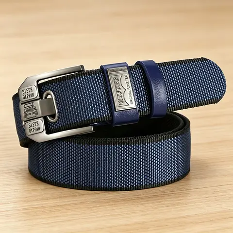 Unisex Minimalist Stylish Waistband Belt (1-Piece), Casual Business Trendy Belt for Women, Buckle-Free Easy Adjustable Holeless Eyelet-Free Cotton-PU Leather Strap, Large Square Alloy Buckle with Brass Accents, Durable Flexible Slip-On, Holiday Gift