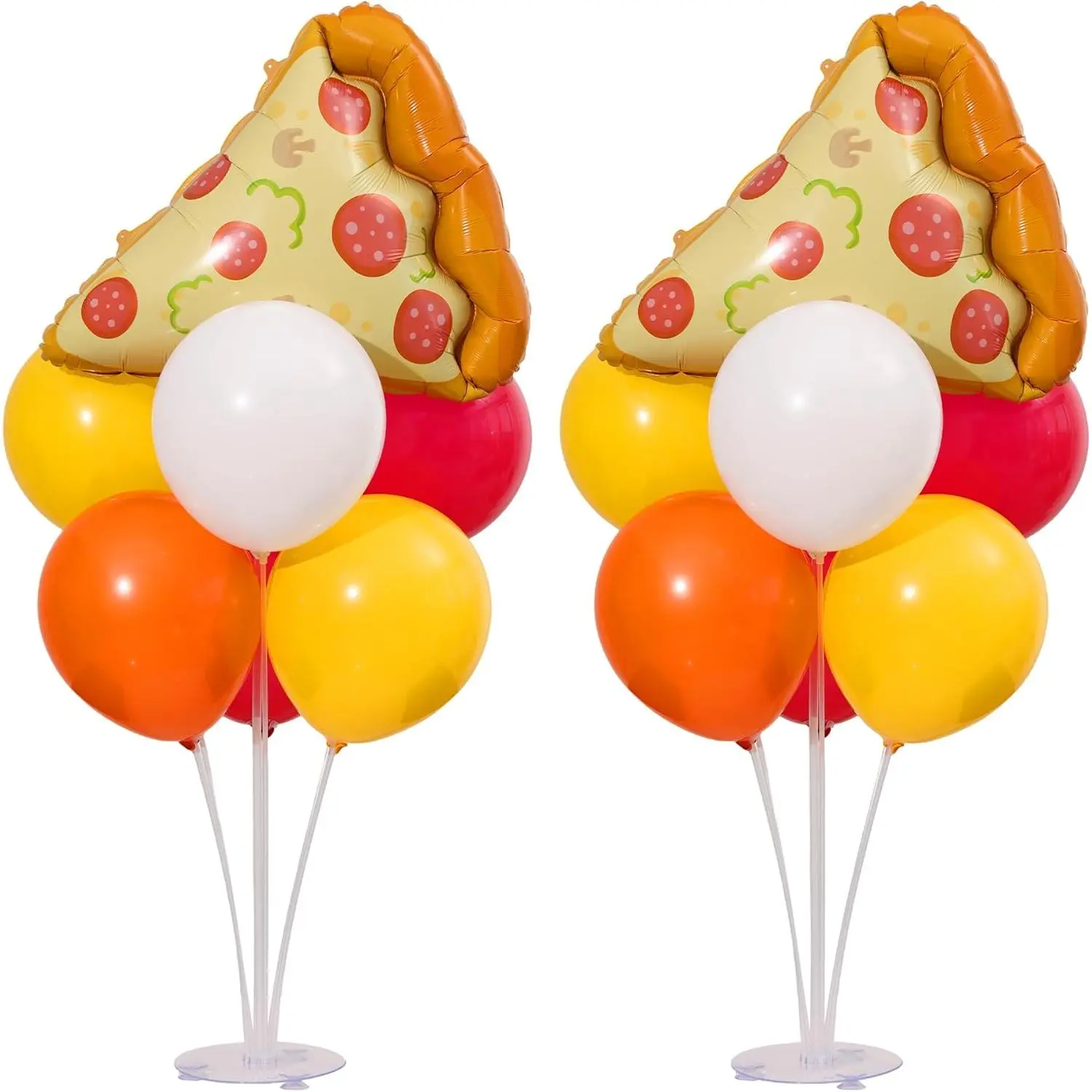 Pizza Party Decorations Balloon Table Centerpiece Stand Kit 2 Sets for Table with Pizza Foil Balloons for Pizza Party Favors Slice Slice Baby Shower Decor BBQ Picnic Birthday Party Decorations