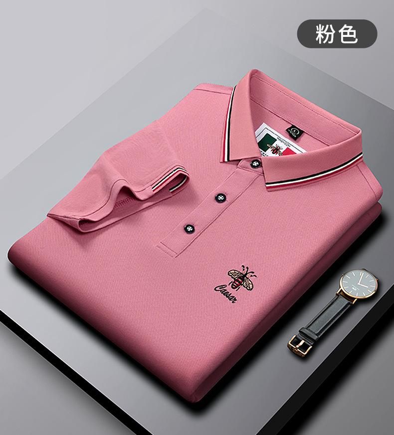 New Embroidered Bee Short Sleeve Lapel Polo Shirt High-end Trendy Brand Men's Top T-shirt