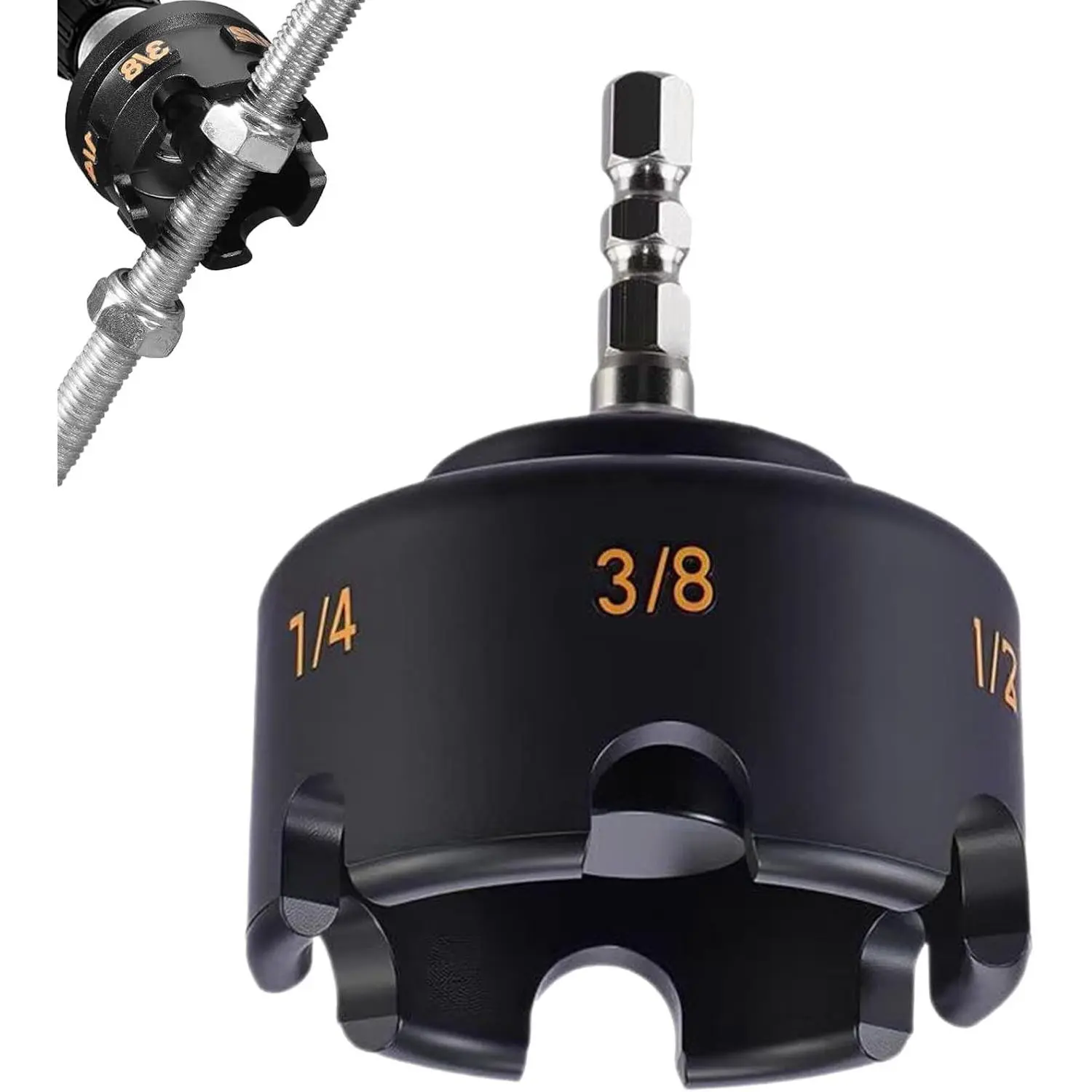 Threaded Rod Nut Runner for Fast Nut and Bolt Removal, Nut Zipper Drill Attachment for Impact Drill for 1/4", 3/8", 1/2" Threaded Rods, Nut Remover Bolt Extractor Tool, Nut Spinning Drill Kit