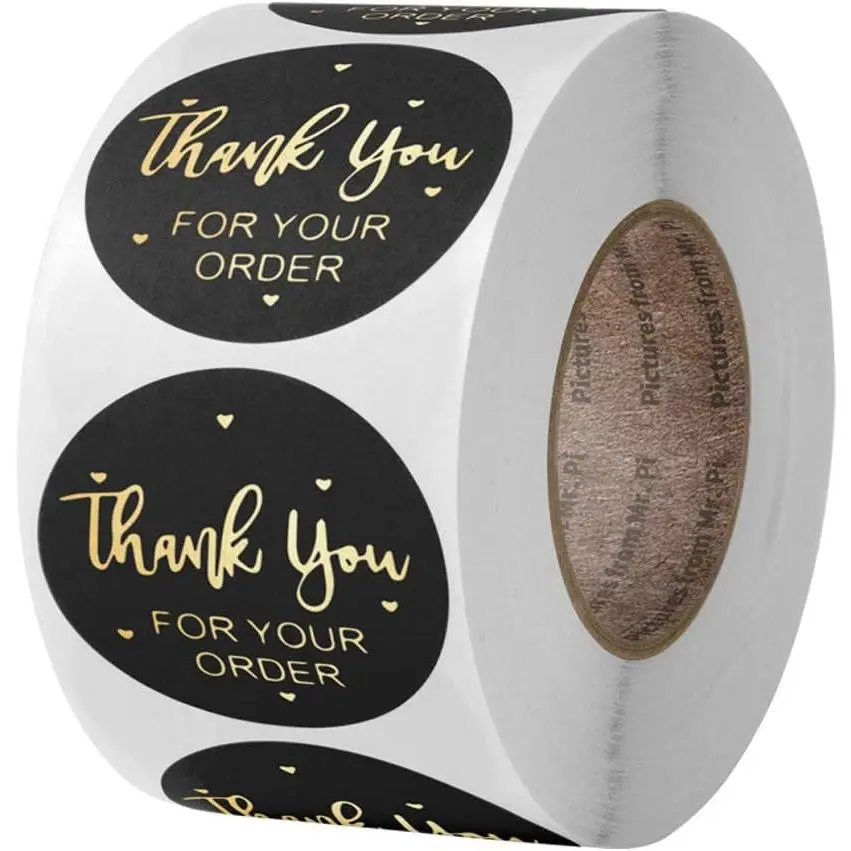 Thank You Stickers - 500 count 1inch Elegant Labels for Supporting Business, Packing, and Gifts