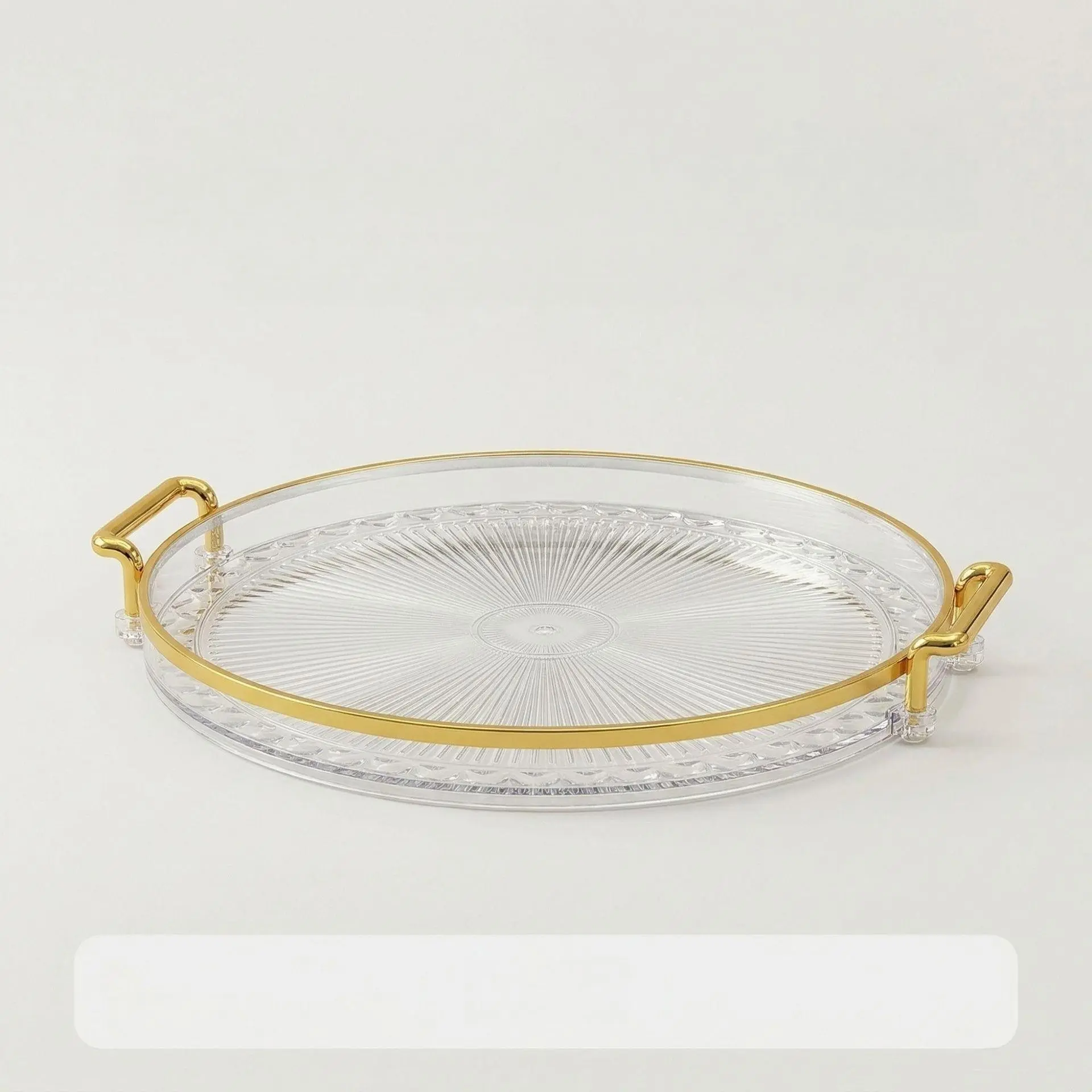 Luxury Plastic Tray with Dual Handles, Hotel Candy Dish, Fruit Bowl, High-End Edge Storage Tray, Elegant Serving Tray
