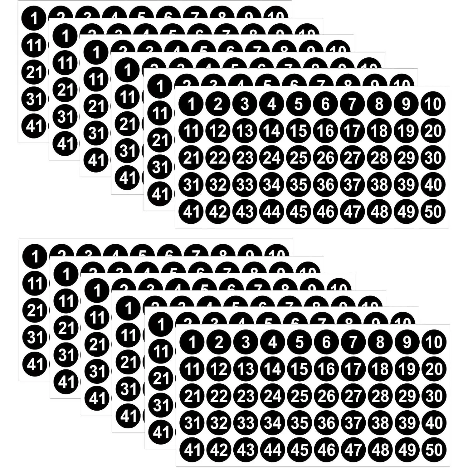 600 count Consecutive Number Stickers 1-50 - 1 Inch Self-Adhesive Vinyl Number Labels, Water &  Resistant Removable Black Stickers for Classroom, Office, Storage & Inventory Organization