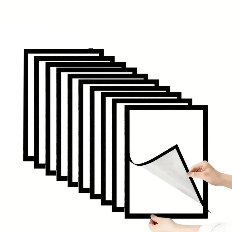 10-Piece A4 Photo Frame Set, Magnetic Wall Mount, Front-Open Design, Transparent Display, Waterproof Plastic, Home Office Decor, Magnetic Picture Frame