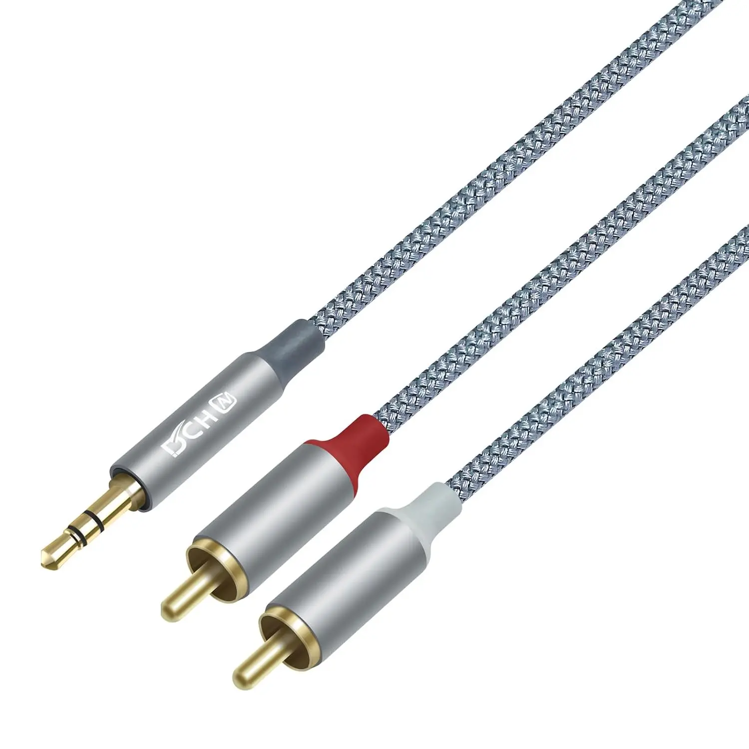 3.5mm to  Audio  4ft 2 Male  Aux Cord Adapter Headphone Jack Y Splitter for Speaker Stereo  Subwoofer TV MP3 Laptop Amplifier with Nylon Braided Wire  Plated Plug Red White
