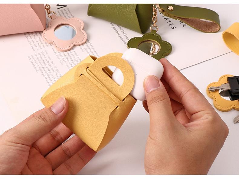 Mini Backpack Keychain Mini Coin Purses for Women Cute PU Leather Makeup Bag with Keychain, Pocket Holder Cable Organizer Giftable Pouch (Cute Mirror)