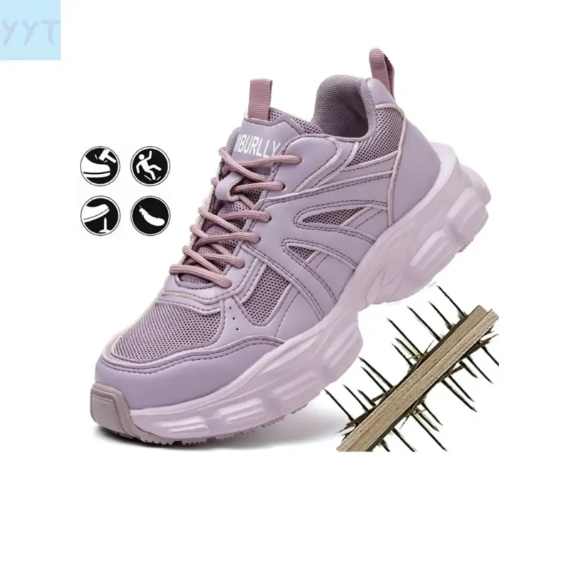 YYT1 Women's Breathable Lightweight Safety Shoes, Anti-Work Protection Shoes, PU Leather Upper, Eva Sole, Less Than Ankle Height, Walking Shoes, Safety Sneakers, Work Protective Shoes, Nonslip Work Shoes, Workwear Shoes, Safety Footwear