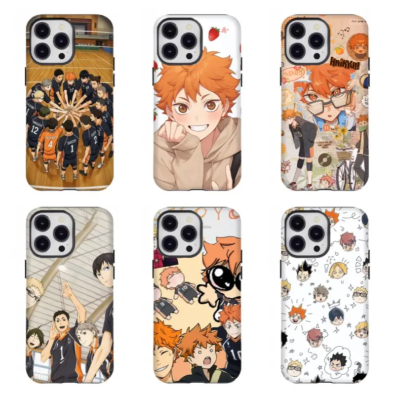 Haikyuu Hinata Shoyo Custom Rubber-Polycarbonate Smartphone Case - Sports Volleyball Anime Pastel Kawaii Aesthetic Shell with Resistance Protection, Wireless Accessory for iPhone 11-17 and for samsung S21-S25, Anime Fan Gift