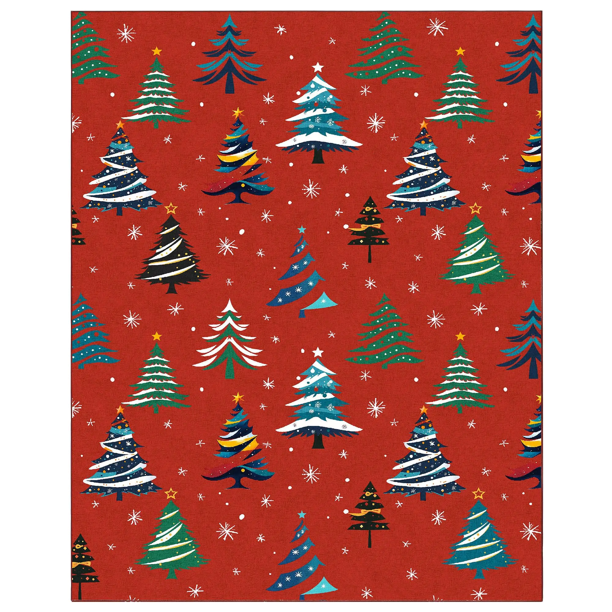Christmas Tree Area Rug, Festive Holiday Floor Mat. Soft, Stain-Resistant, Non-Slip Backing. For Living Room, Entryway, Under Tree. Easy Clean, Durable. Xmas Home Decor, Seasonal Accent Rug
