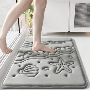 High-Quality 3D Ocean Embossed Super Absorbent Bath Mat, Non-Slip Bathroom Rug, Thick 3cm Ultra-Soft Carpet for Bathtub, Shower, Bedroom, Entryway