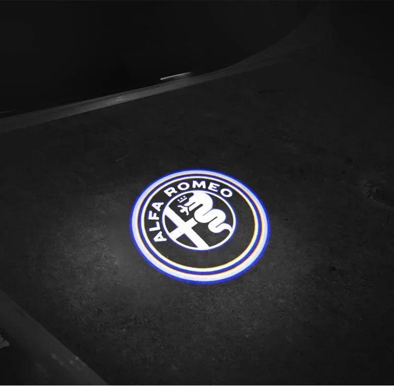 2pcs LED Car Door Welcome Light Projector Logo for Alfa Romeo 147 156 166 159 Mito Stelvio Brera Spider Giulietta Giulia