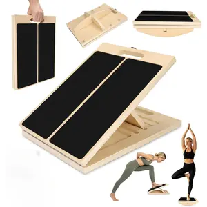 3-in-1 Slant Board & 180 ° /360 °   Balance Board, Portable 6 Angle Adjustable Calf Stretcher with Training Poster, Anti-Slip 300LBS Wobble Board for  Standing Desk & Core Strength