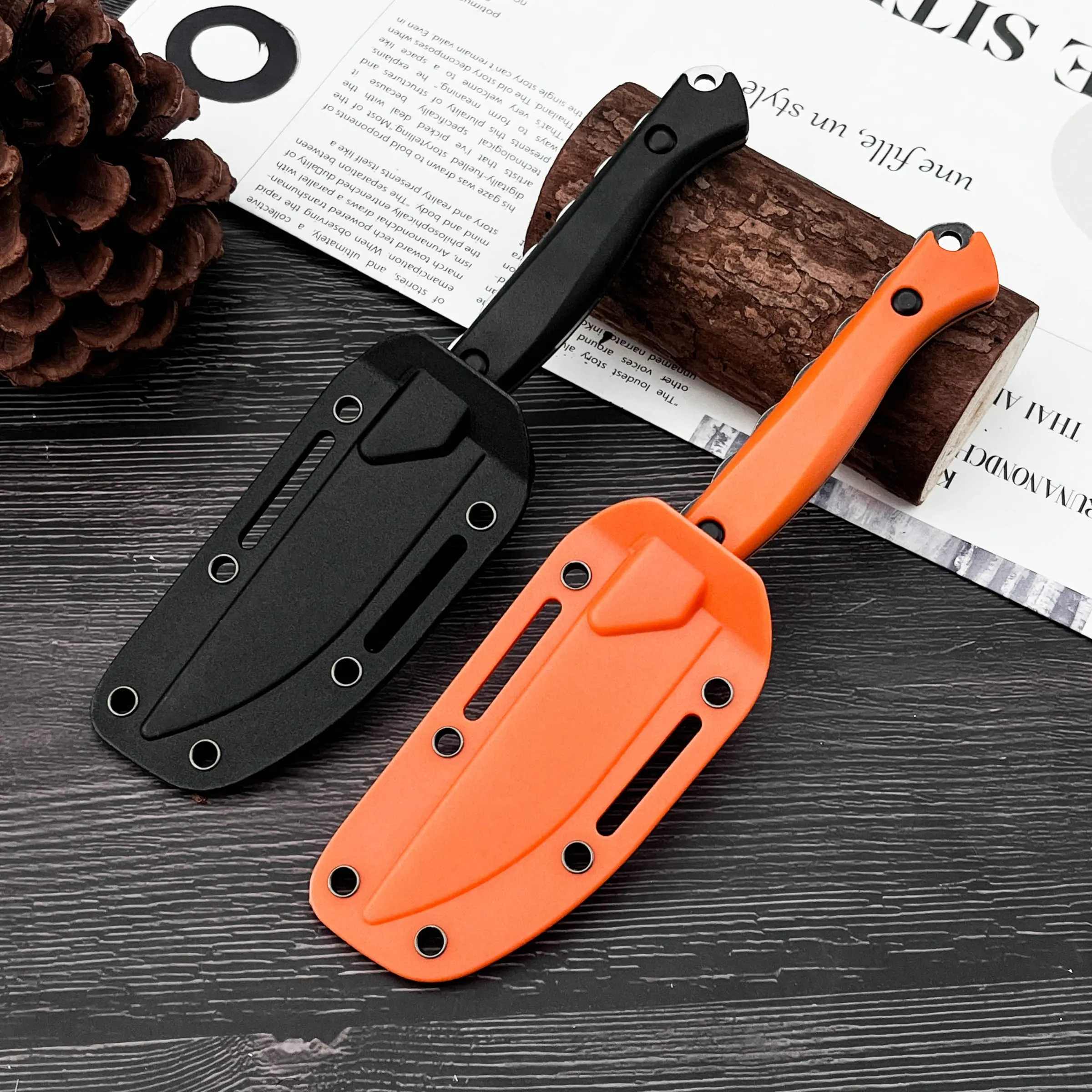 New Fixed Blade Knife with Sheath, 8cr13mov Steel Blade, Nylon Handle, Portable Outdoor Knife for Camping, Hiking, Fishing